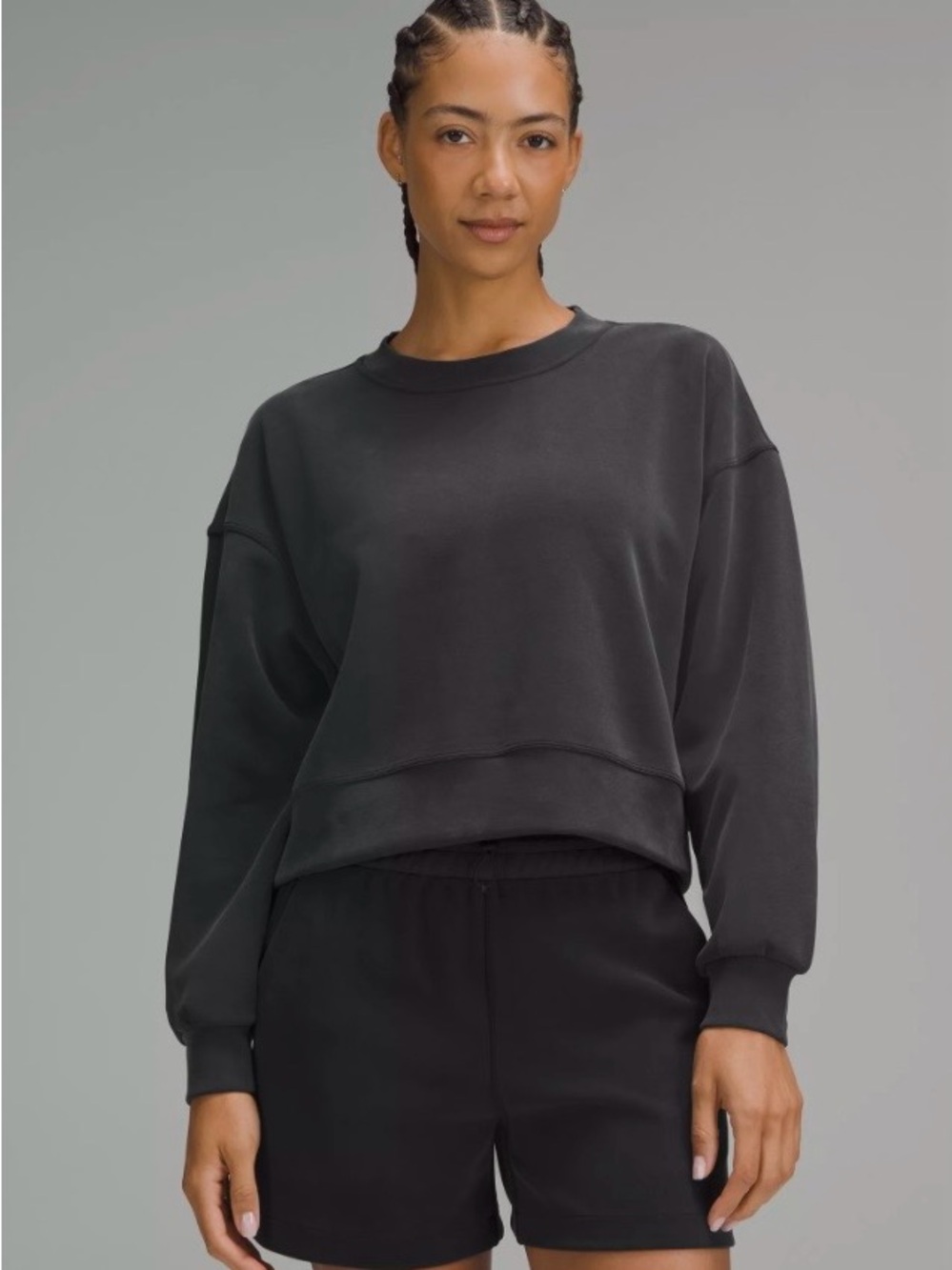 Lululemon & Peloton Collaboration Perfectly Oversized Crop Crew in Black Size 6